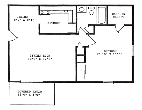 760 square feet, one bedroom